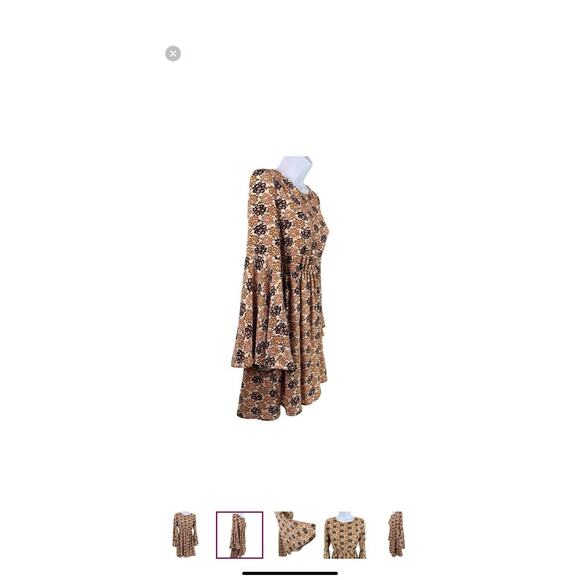 Altar'd State Cream Floral Bell Sleeves Boho Mini Dress Hippie Free People S - Picture 2 of 8
